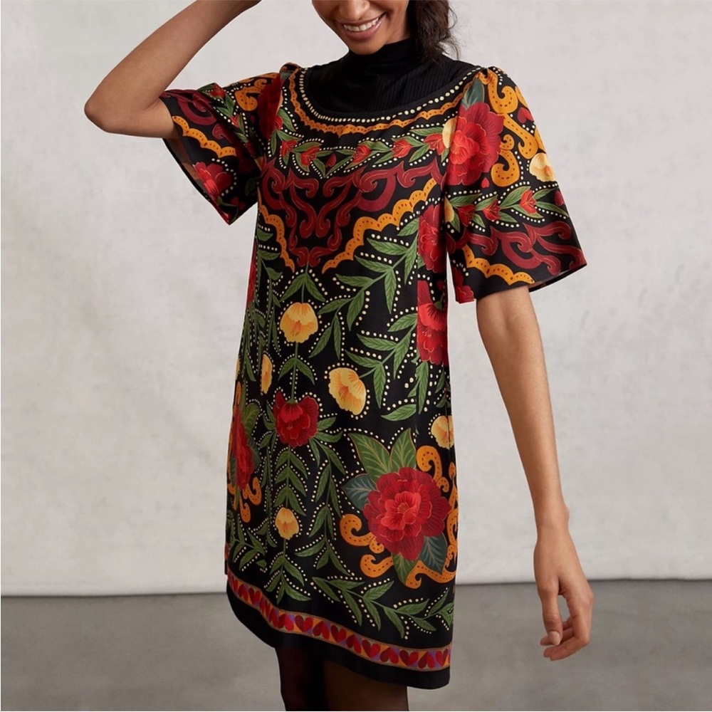 Farm Rio Larsa Mock Neck Mini Dress